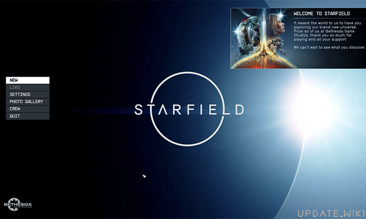 Starfield Startup Screen